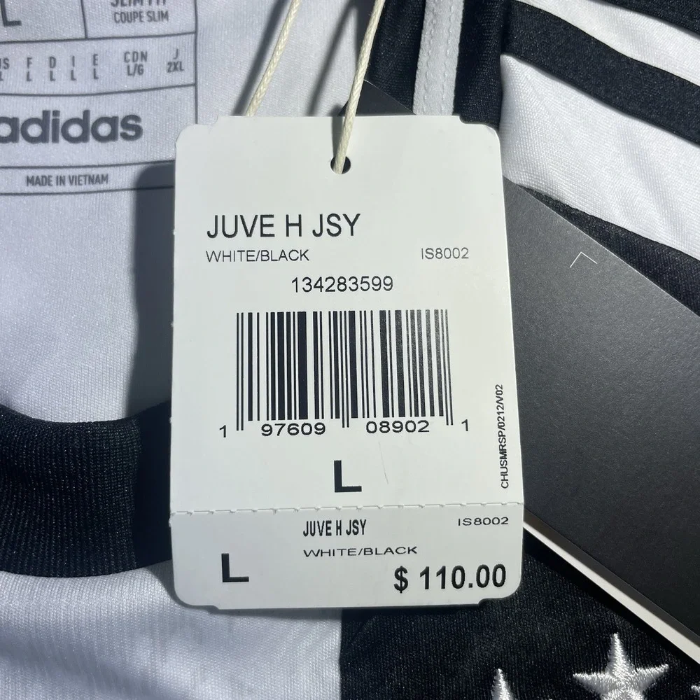 adidas Juventus 24/25 Home Soccer Jersey Men's Large Black White IS8002 NEW